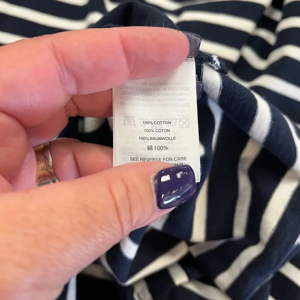 J. Crew Knit Navy & White Stripe 3/4 Sleeve MIDI Dress sz 6